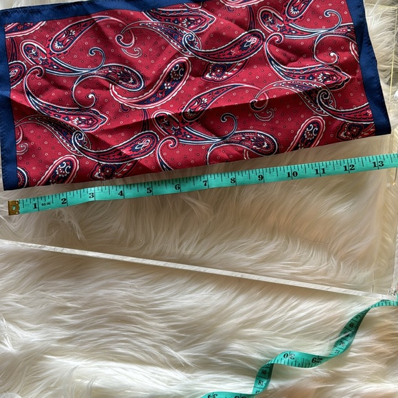 Ted Baker Red and Blue Paisley Silk Handkerchief, pocket square 13x13 - Picture 4 of 4